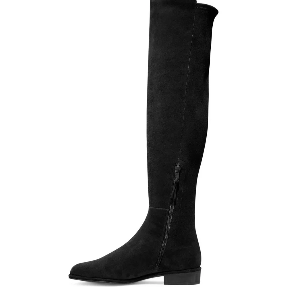 Stuart Weitzman Allgood Suede Over the Knee Boots, Black, 8.5M